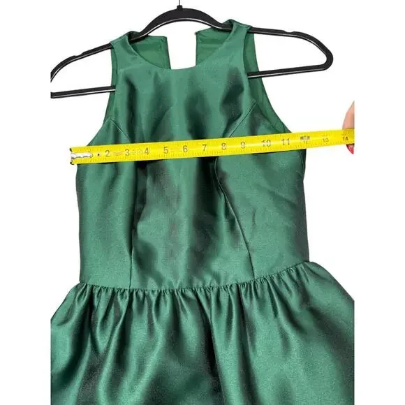 Alfred Sung Emerald Green Satin Gown Dress XS (No Size Tag) - Picture 5 of 6